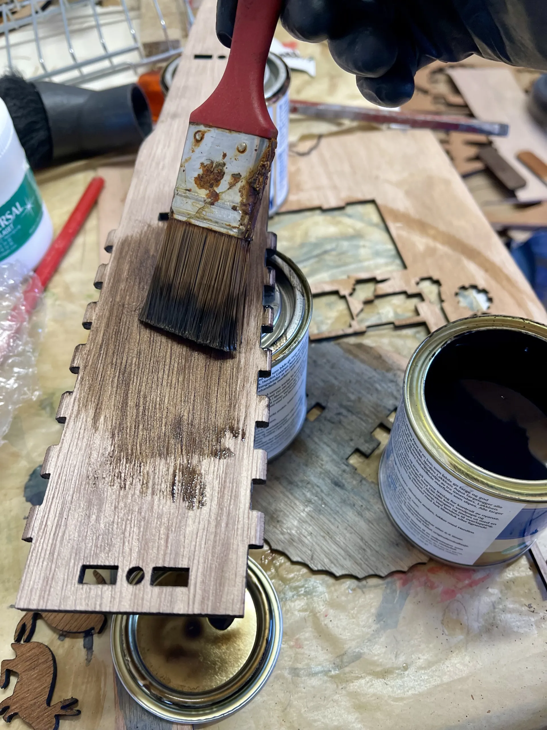 Hexagonal Easter bottle box. -Step3 Stain and varnish -1