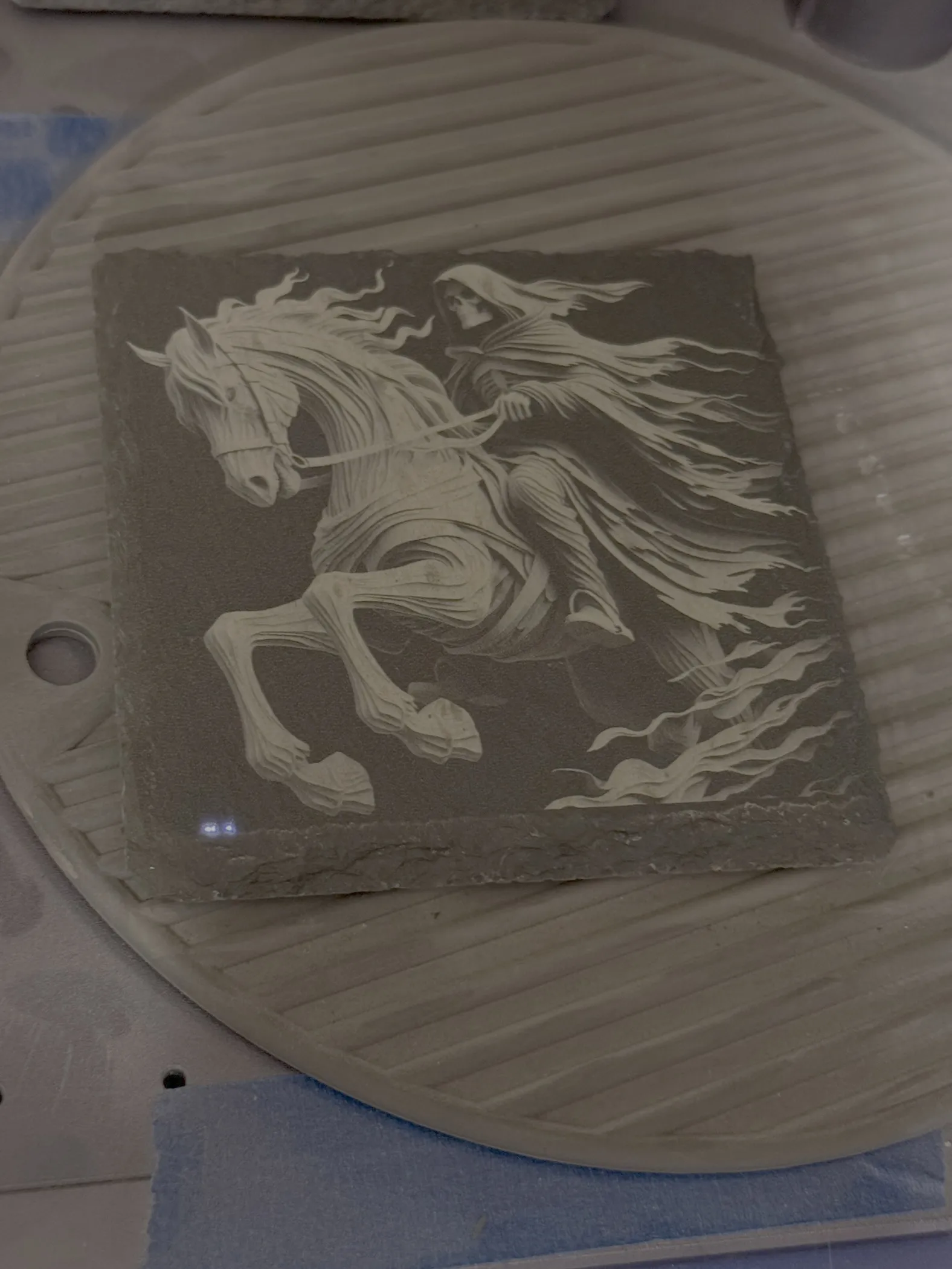 Halloween Coaster Set-Step1 Place Coasters on Engraving Plate and Size the Viewing Box to just go over the edge of the coaster-1