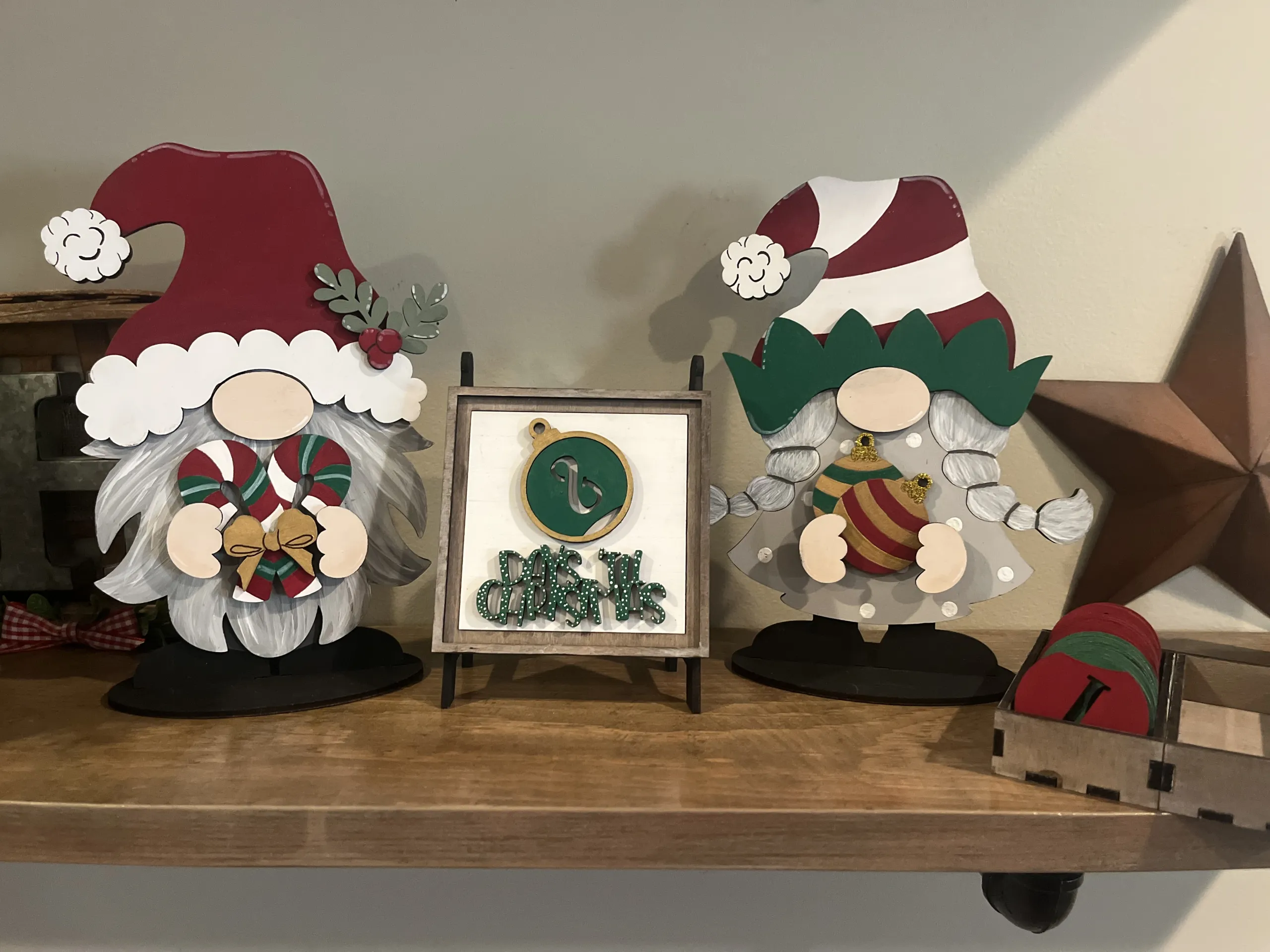 2 Christmas Gnomes with Sign-Step1 place the wood on the engraving plate and secure it to cut out design shapes. Leave wood in place-1