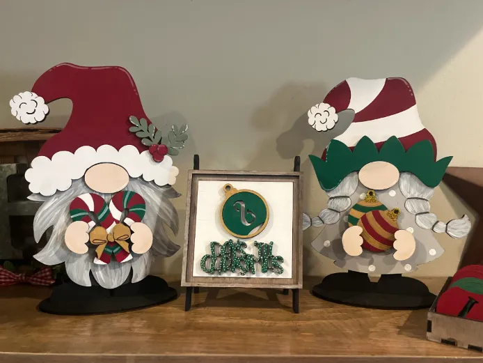 2 Christmas Gnomes with Sign image 1