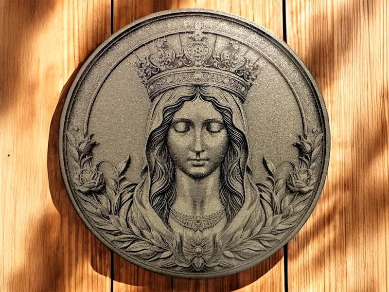 Saint Mary Engraving on Black Acrylic