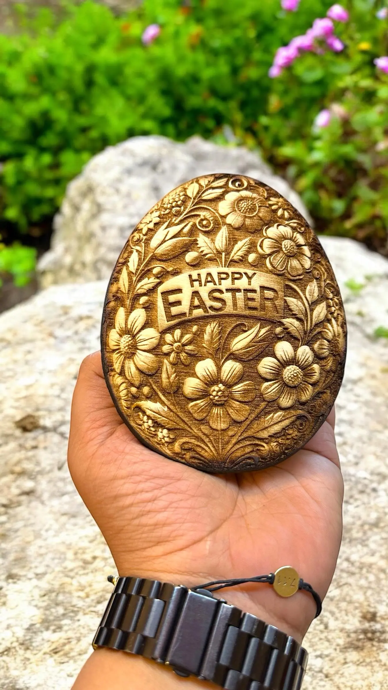 🌸Easter Floral Egg - 3D Illusion Laser Engraving on Wood-Step1 Laser Engraving and Cutting-1
