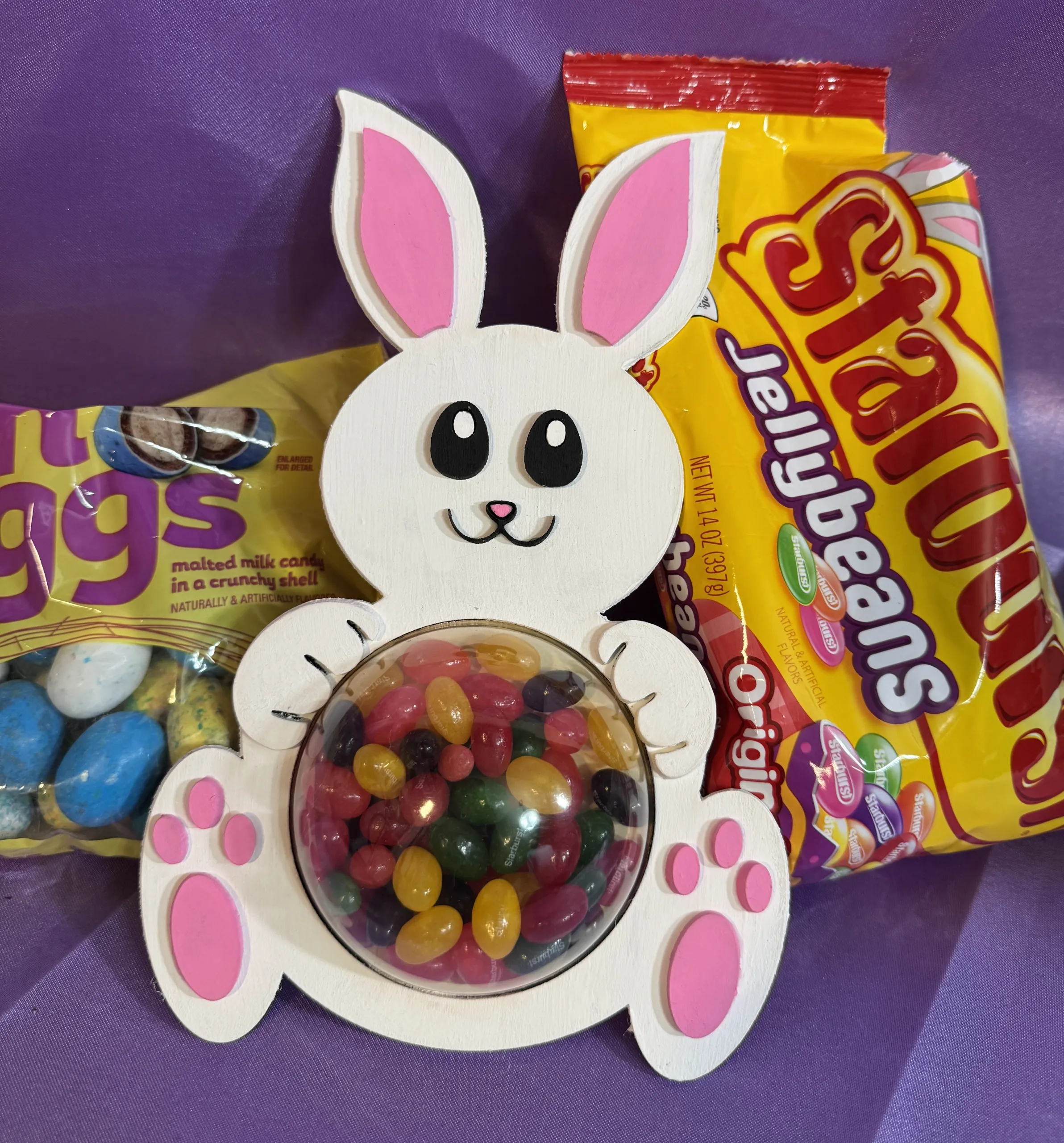 🐰🌸 Easter Bunny Candy / Treat Holder – A Fun & Reusable Easter Gift! 🌸🐰-Step7 Fill Belly with Desired Candy or Treat and Glue on Cardstock Backing-1