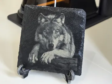 Wolf on Slate – Laser Engraving