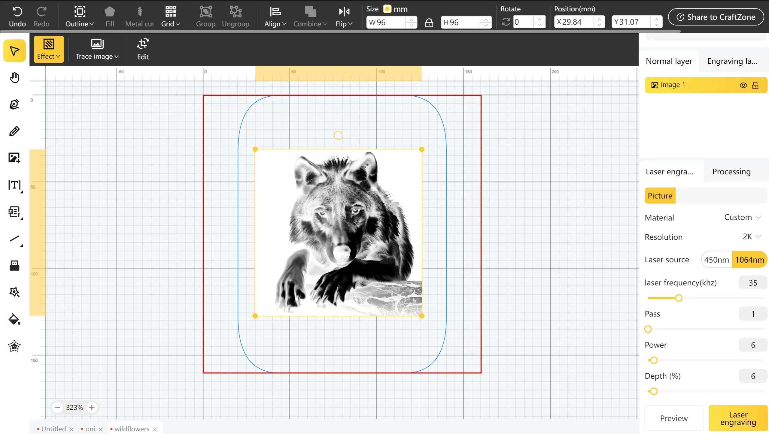 Wolf on Slate – Laser Engraving-Step1 Wolf on Slate – Preparation for engraving!-1