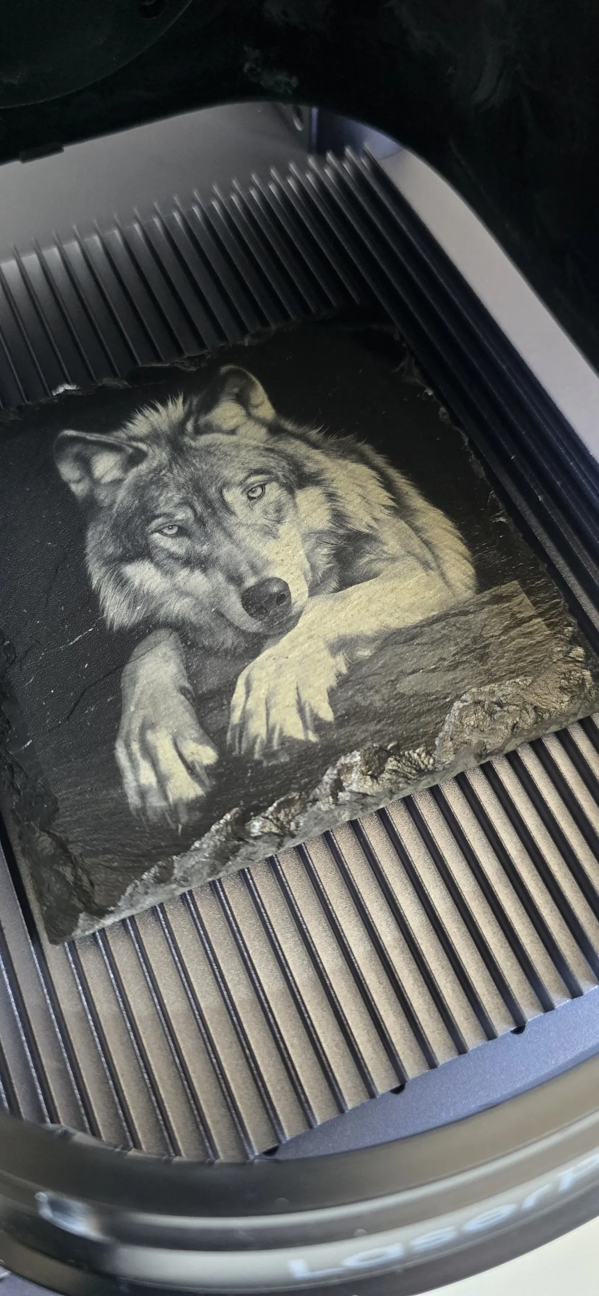 Wolf on Slate – Laser Engraving image 1