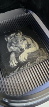 Wolf on Slate – Laser Engraving thumbnail 1